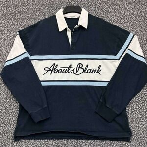 About Blank Polo Shirt Men Medium Black Long Sleeve Collared Cotton M